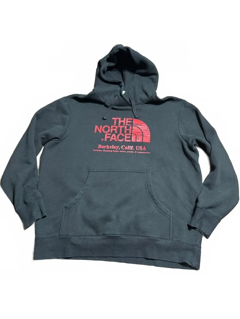 THE NORTH FACE Mens Fleece Hoodie XL Black Berkeley Calif Heritage Pullover